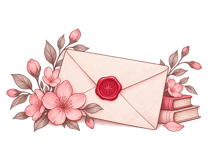 Ilustração de um envelope lacrado com flores